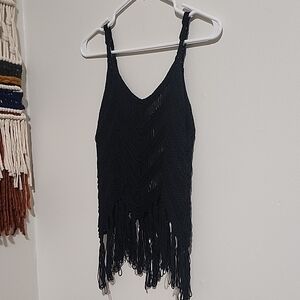 NWT Black Fringe Tank Top